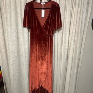 NWT Baltic Born Velvet High Low Dress in Rust